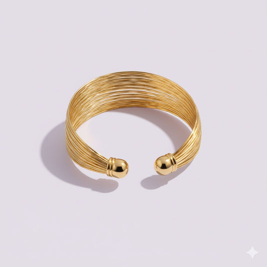 Elegant Gold-Tone Multi-Strand Cuff Bracelet - Chic & Adjustable Fashion Jewelry