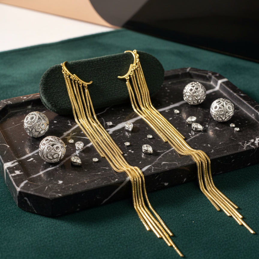 Golden Cascade Dangle Earrings