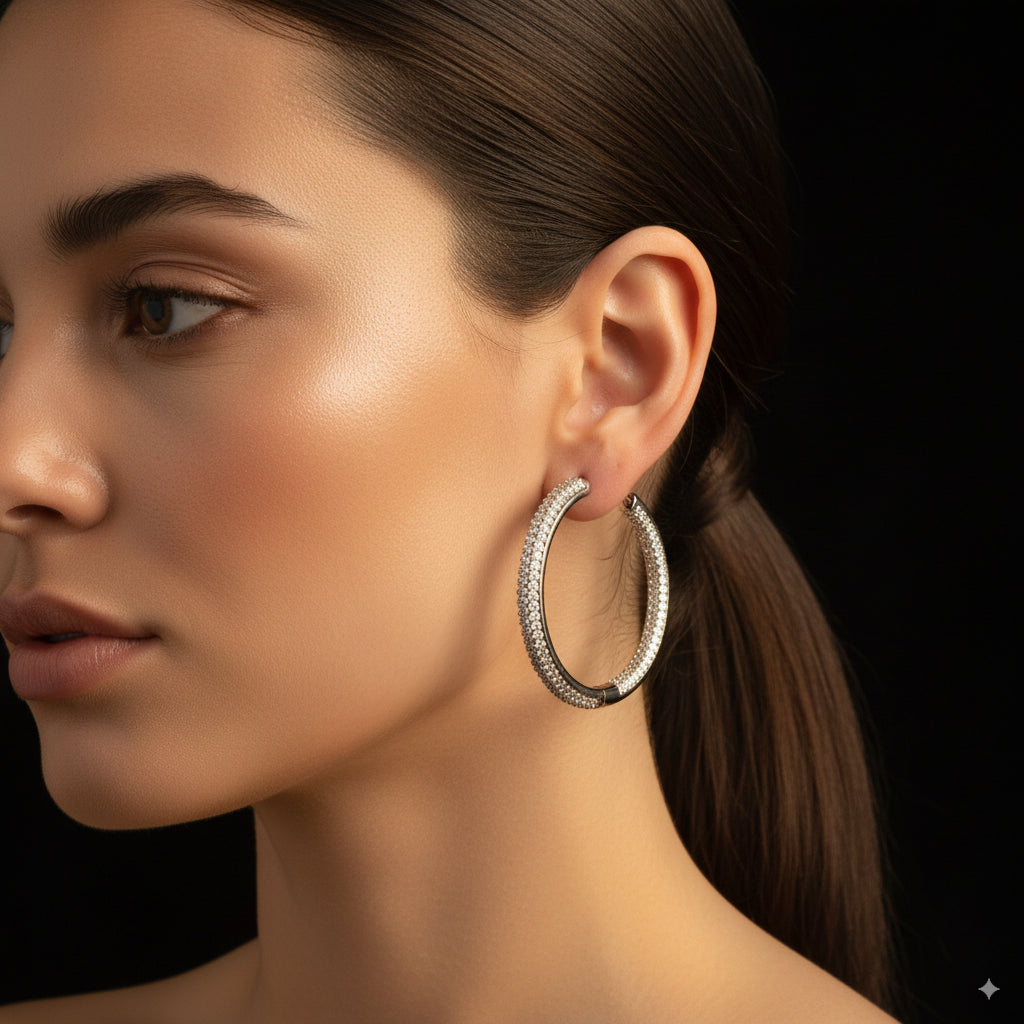 Dazzling Diamond Pave Hoop Earrings