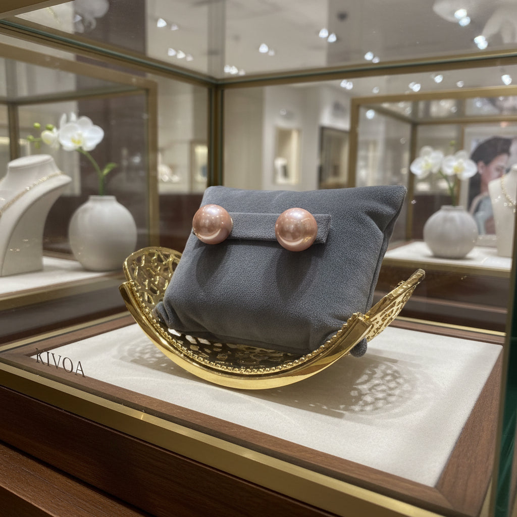 Elegant Pink Pearl Stud Earrings for Women - Kivoa Collection