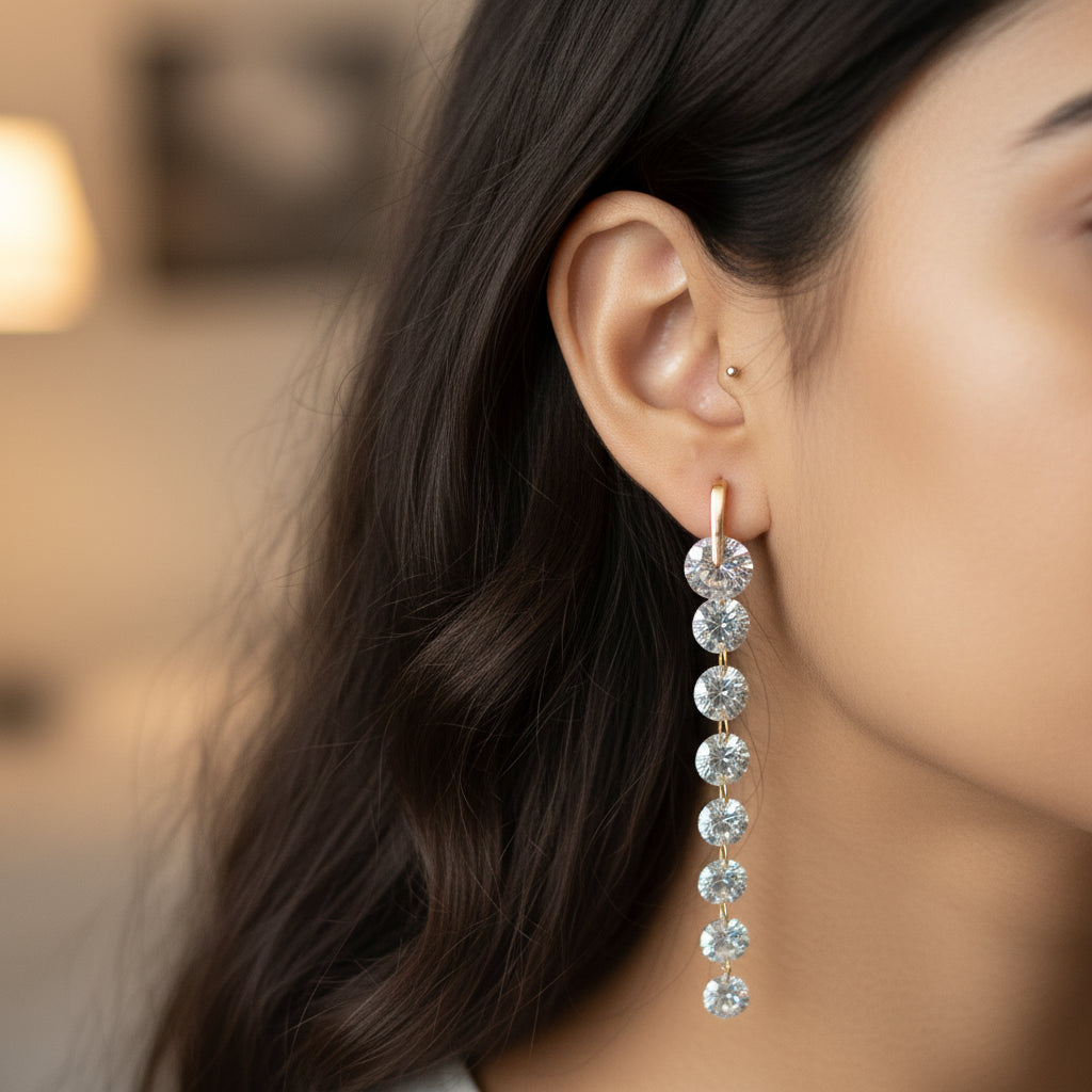 Dazzling Zirconia Drop Earrings - Elegant Long Dangling Crystal Sparkle