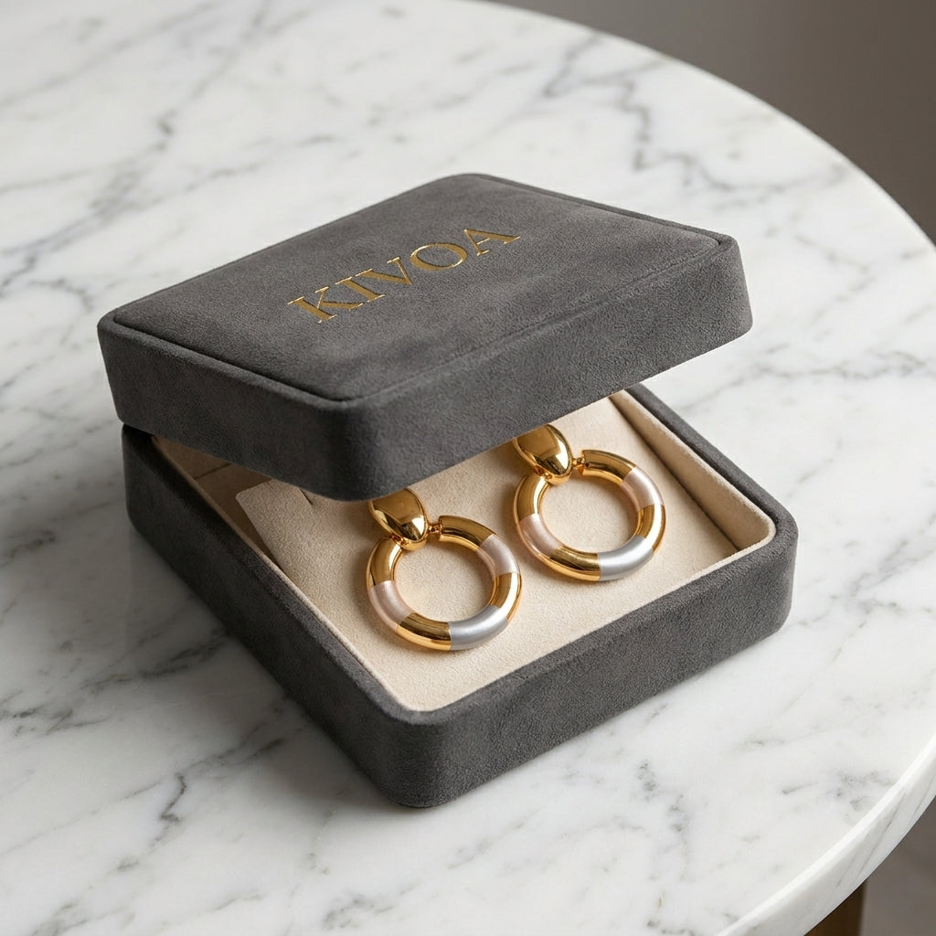 Modern Gold & Color-Block Resin Statement Hoop Earrings