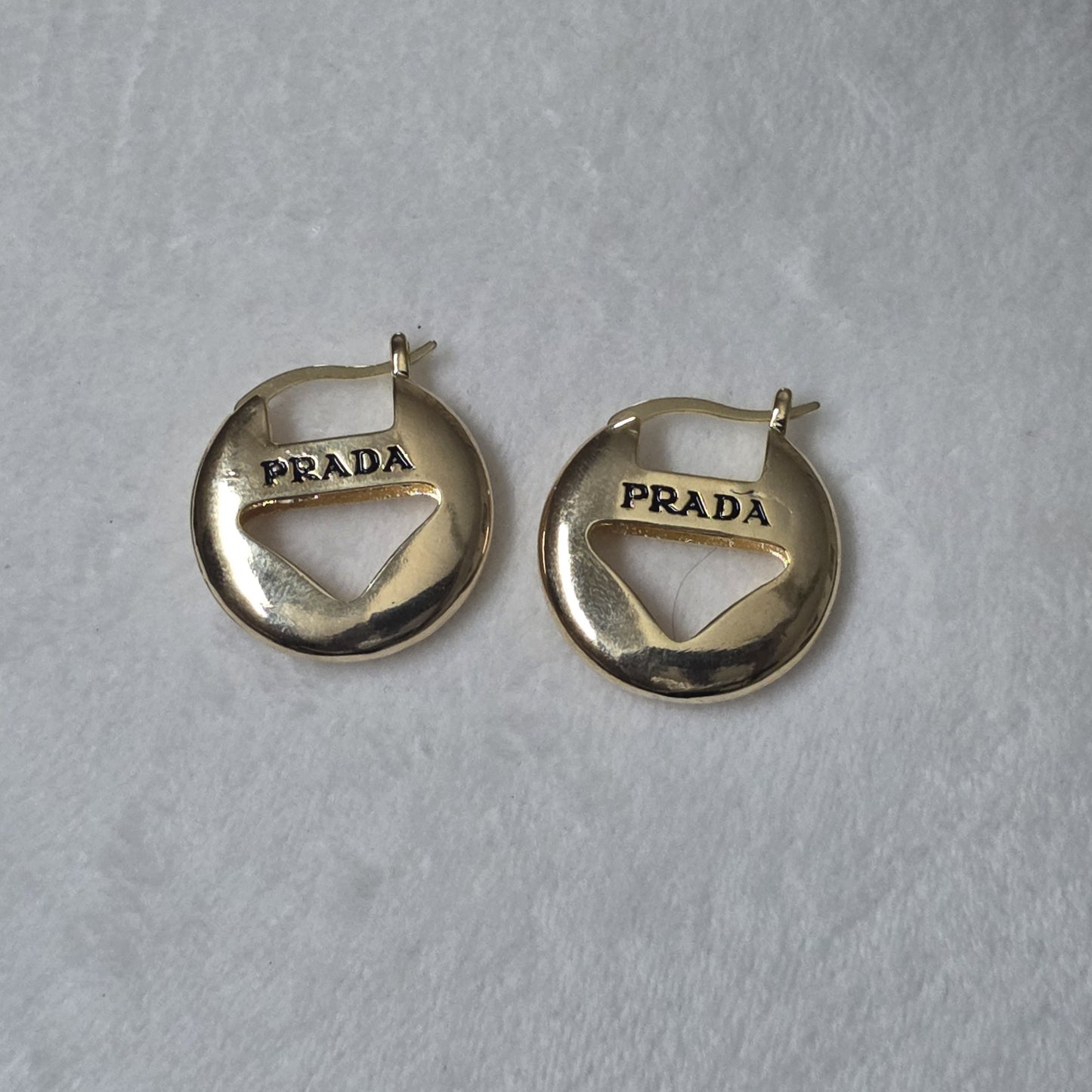 Gold-Toned Designer Triangle Logo Statement Hoop Earrings