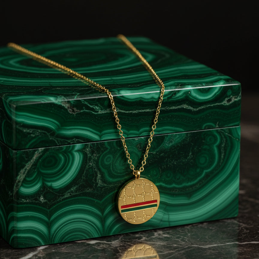 Malachite & Gold Medallion Necklace