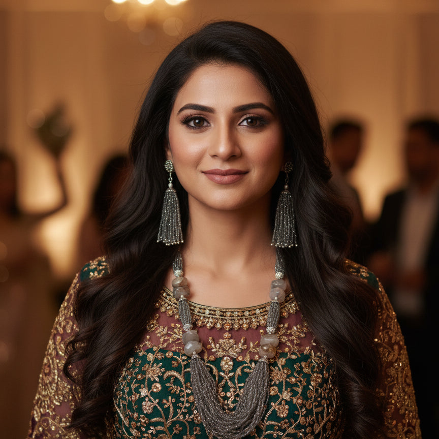 Emerald & Grey Tassel Ensemble