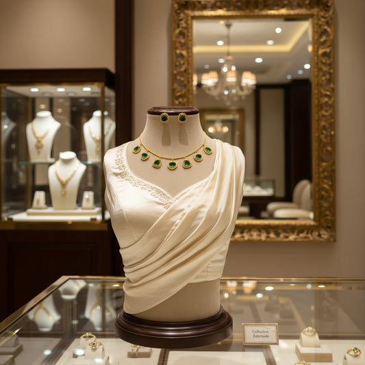 Emerald & Gold Dainty Necklace Set - Elegant Bridal & Special Occasion Jewelry