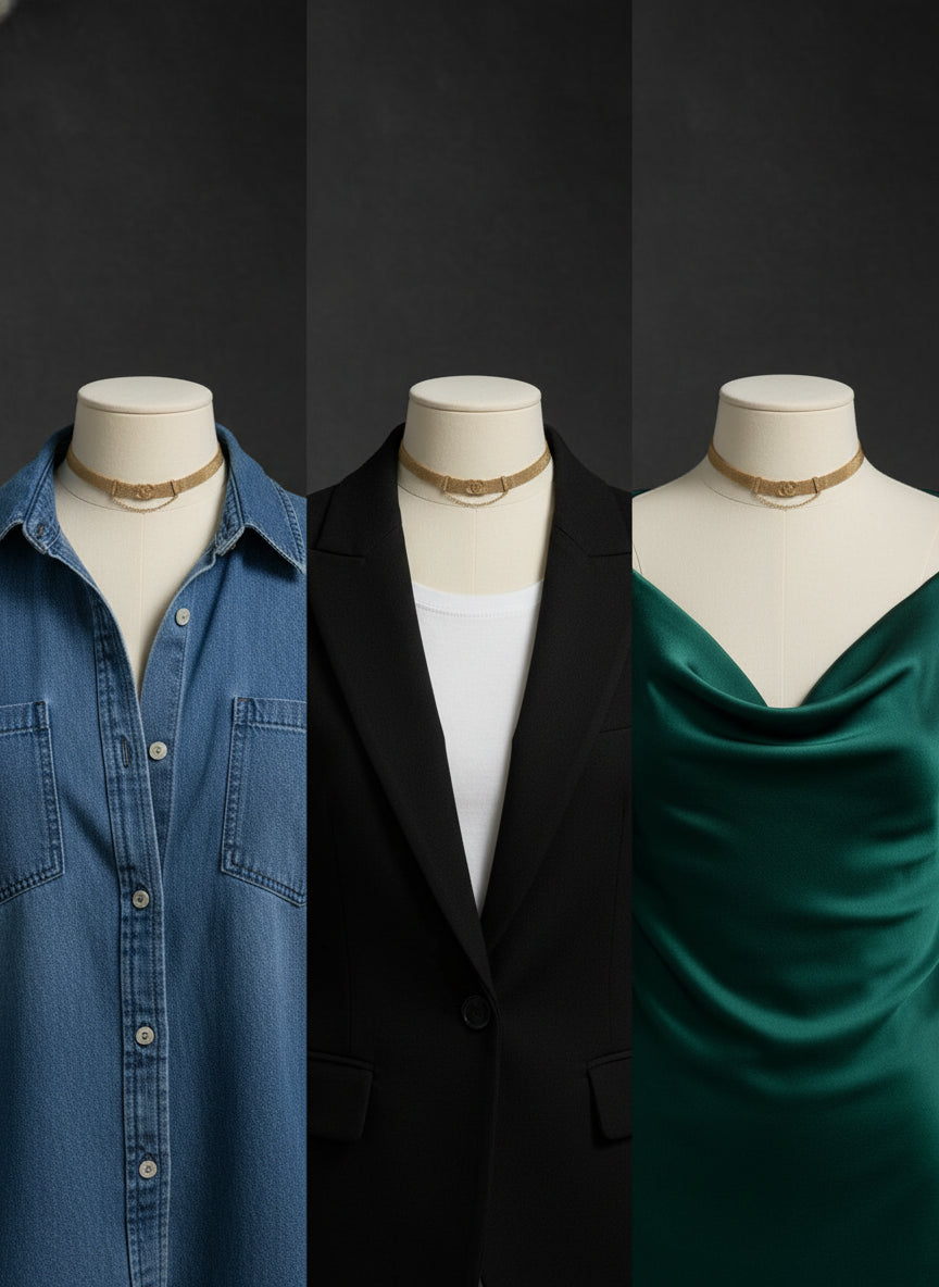 Minimalist Gold Heart Pendant Choker Necklace - Everyday Elegant Jewelry