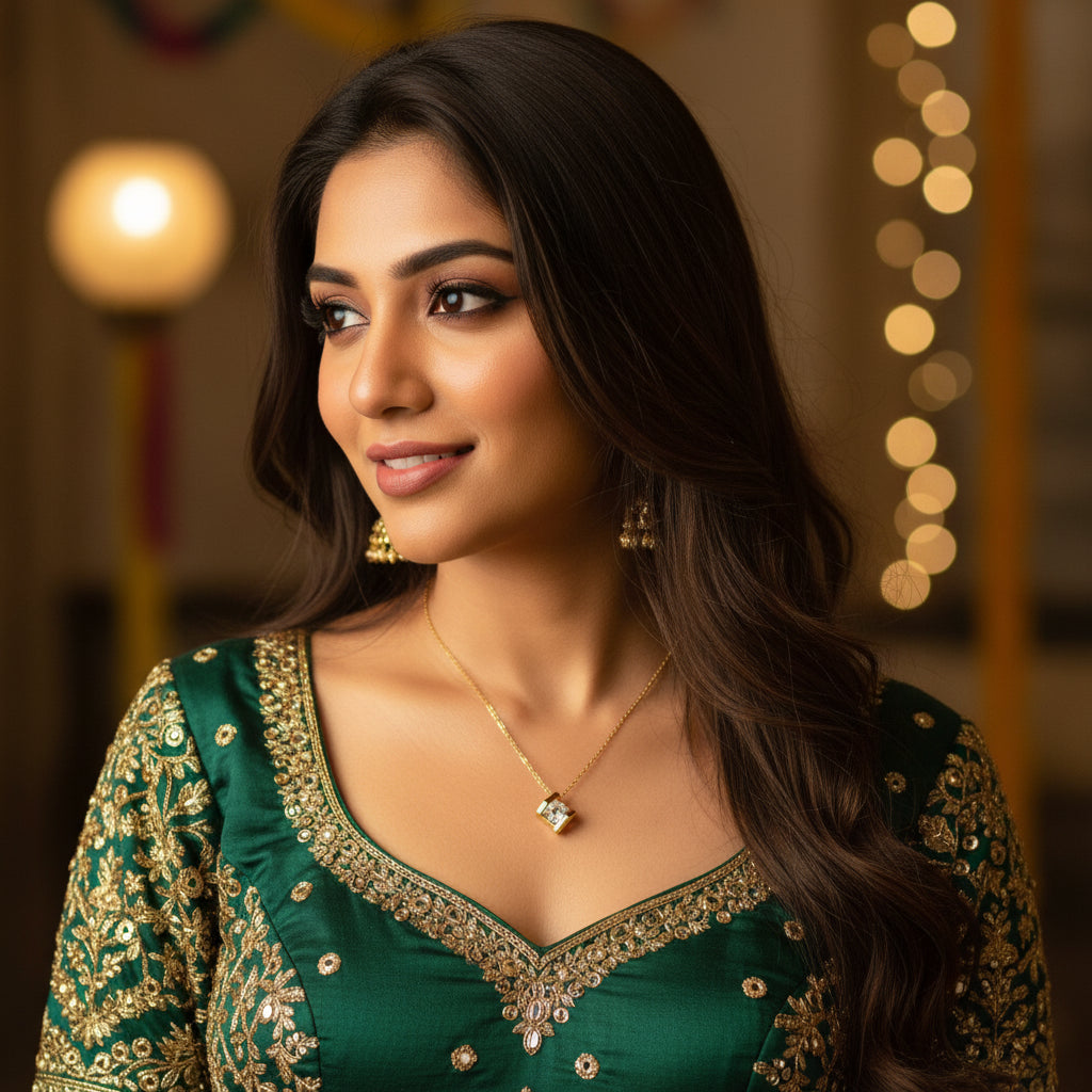 Emerald Green Embroidered Silk Blouse for Women - Festive & Ethnic Wear