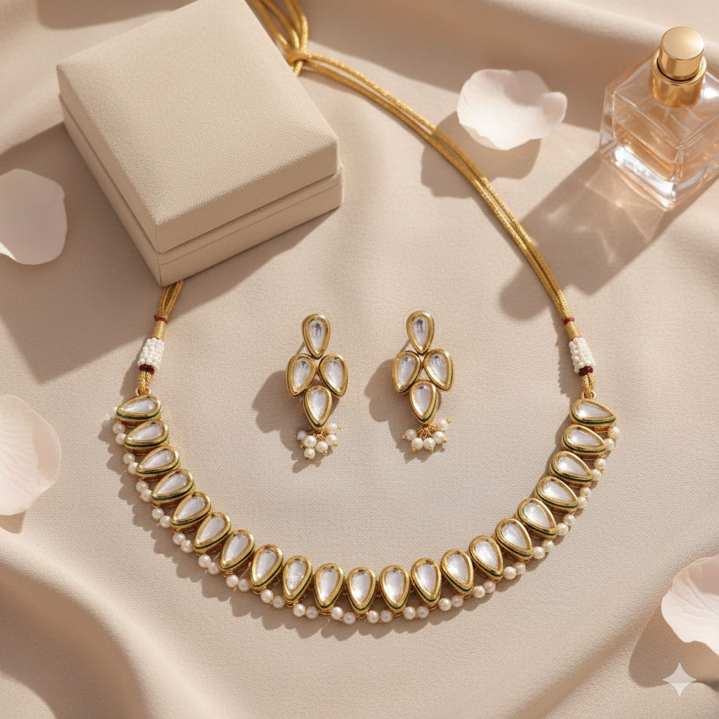 Kundan & Pearl Gold-Plated Necklace Set for Women | Indian Bridal & Festive Jewelry