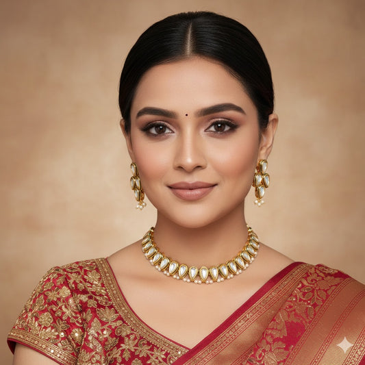 Kundan & Pearl Gold-Plated Necklace Set for Women | Indian Bridal & Festive Jewelry