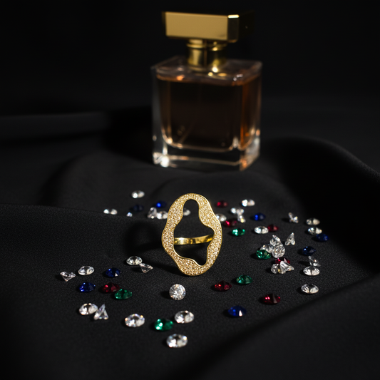 Radiant Gold Crystal Band Ring