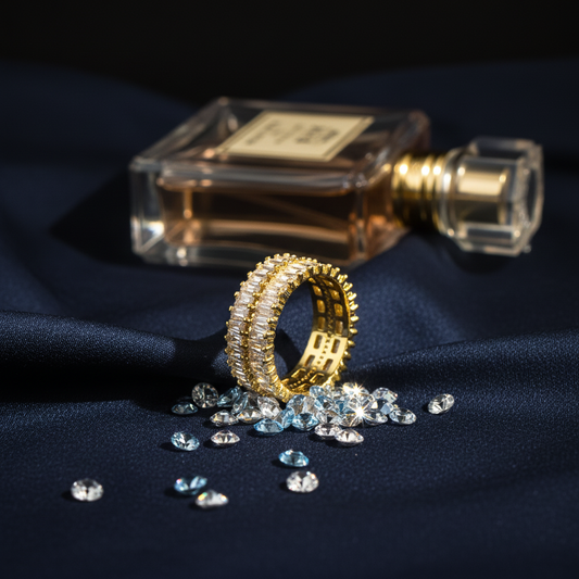 Abstract Gold Crystal Statement Ring