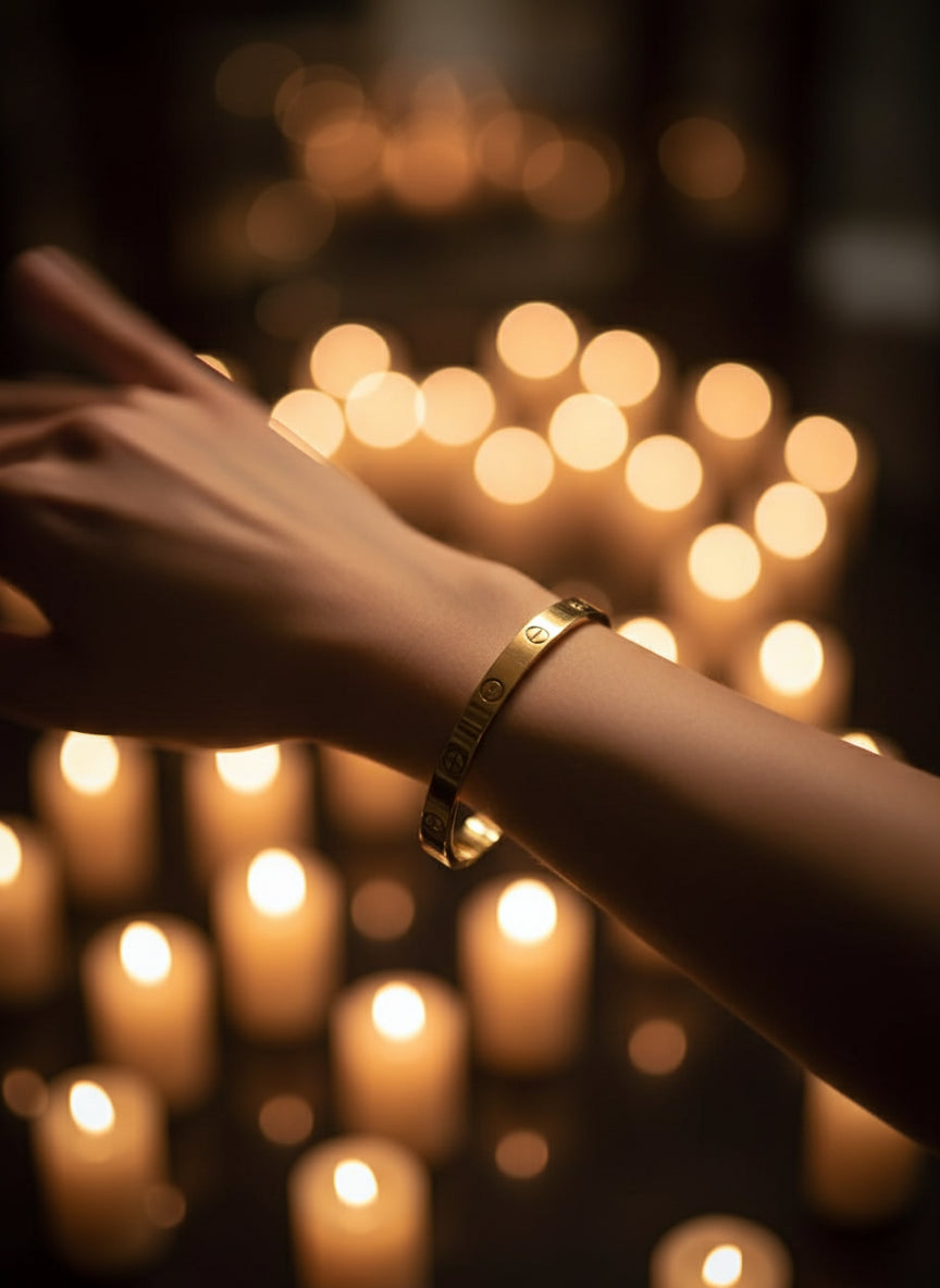 Elegant Gold-Plated Crystal Love Bracelet - Timeless Screw Design Bangle