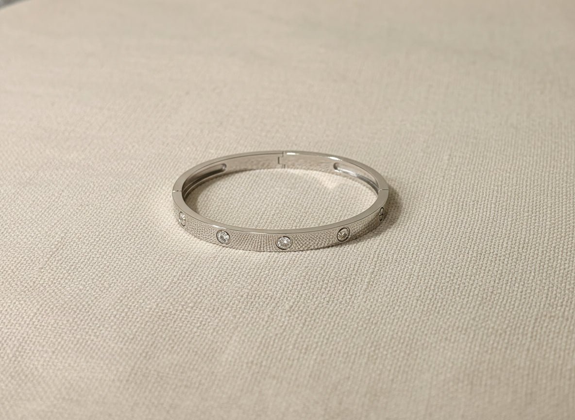 Elegant Silver-Tone Pave Bracelet with Rhinestones - Everyday Luxury & Style