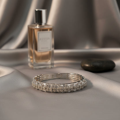 Dazzling Silver-Tone Cubic Zirconia Tennis Bracelet - Elegant Statement Jewelry