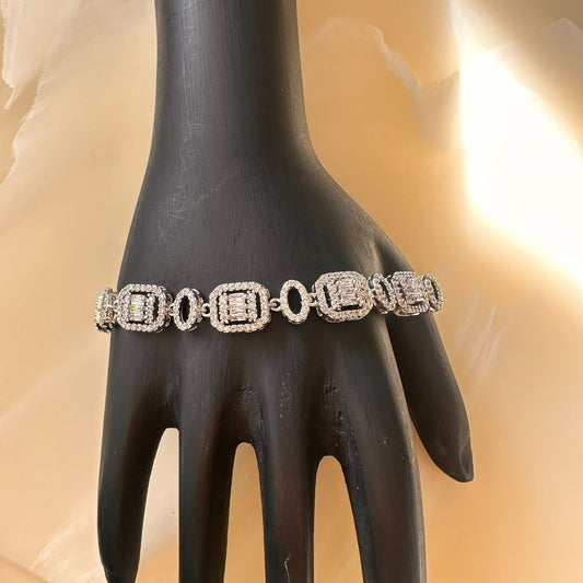Dazzling Art Deco Diamond Bracelet - Sterling Silver & Cubic Zirconia Tennis Bracelet
