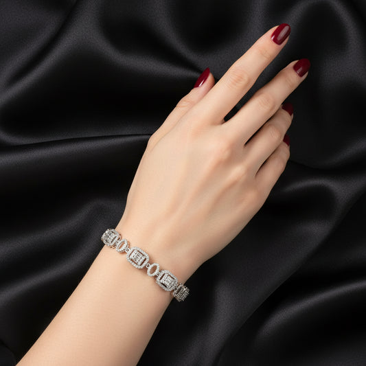 Dazzling Art Deco Diamond Bracelet - Sterling Silver & Cubic Zirconia Tennis Bracelet