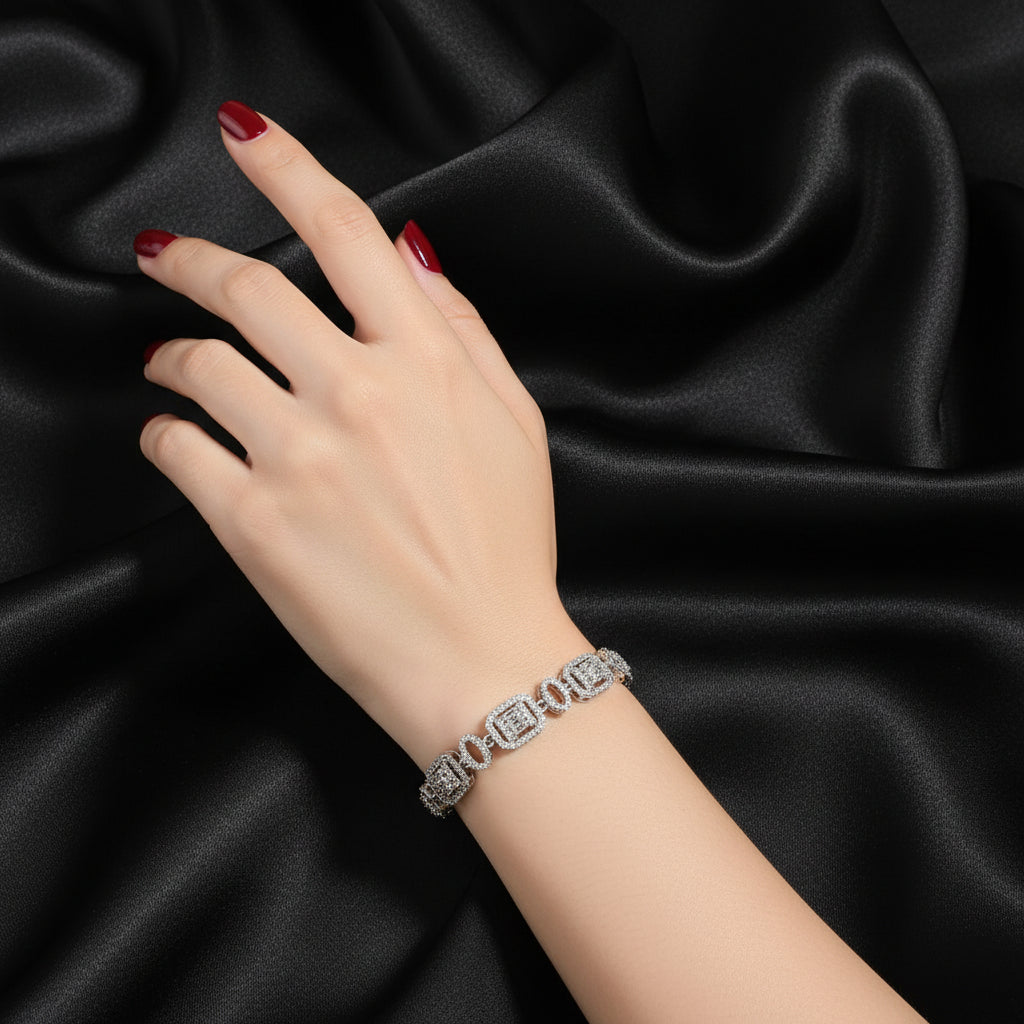 Dazzling Art Deco Diamond Bracelet - Sterling Silver & Cubic Zirconia Tennis Bracelet