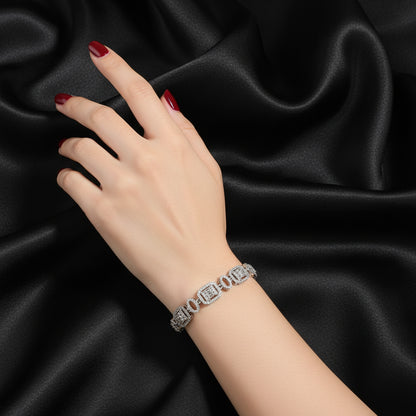Dazzling Art Deco Diamond Bracelet - Sterling Silver & Cubic Zirconia Tennis Bracelet