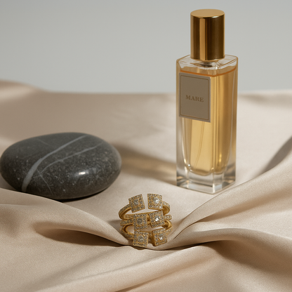 Gilded Square Sparkle Multi Ring