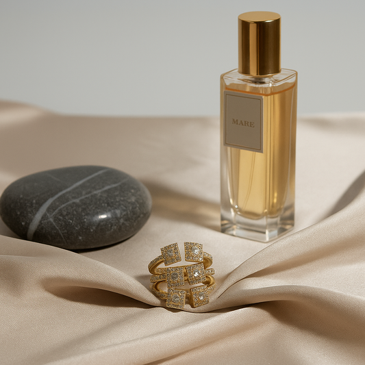 Gilded Square Sparkle Multi Ring