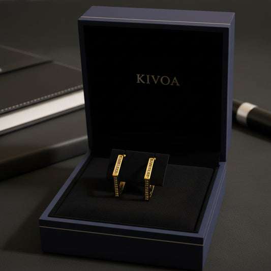 Dazzling Gold Rectangle Hoop Earrings