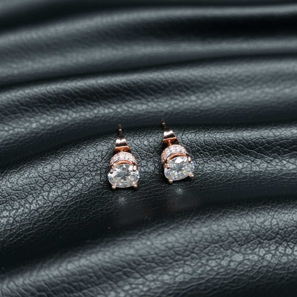 Rose Gold Plated Sterling Silver Cubic Zirconia Drop Earrings for Women