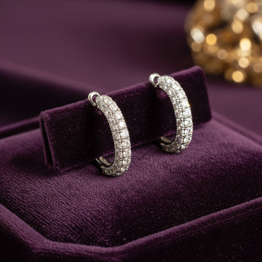 Dazzling Pave Diamond Hoop Earrings - Sterling Silver | Everyday Elegance