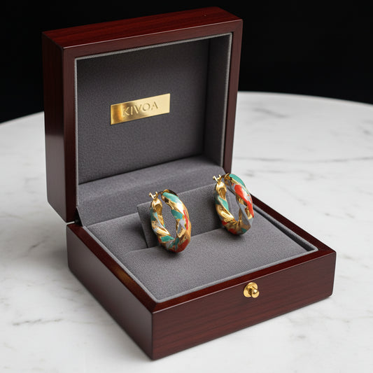 Kivoa Hand-Painted Enamel Hoop Earrings - Unique Artistic Jewelry