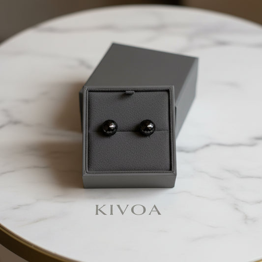 Kivoa Faceted Black Onyx Stud Earrings - Men's & Women's Sleek Gemstone Jewelry