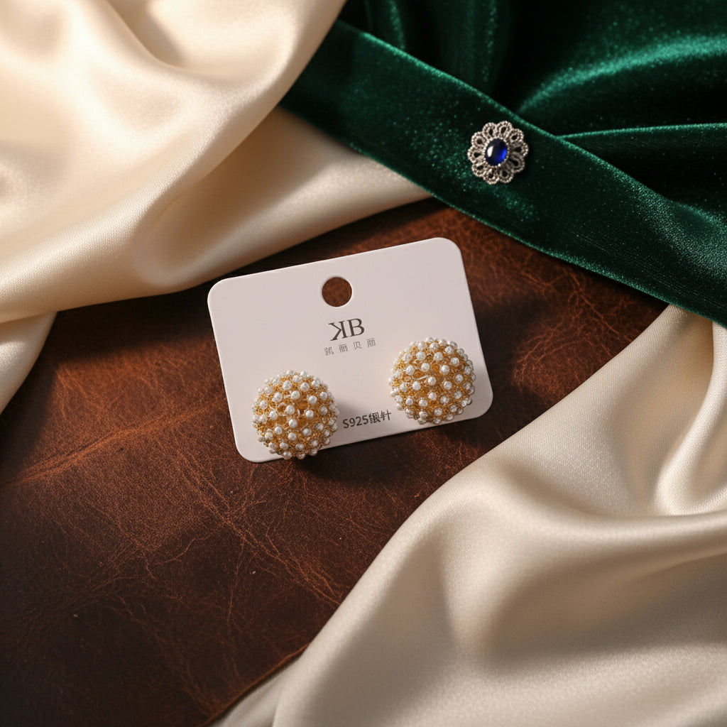 Elegant Pearl & Gold Cluster Stud Earrings for Women - Fashion Jewelry