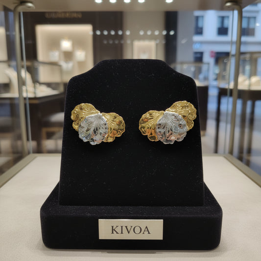 Elegant Gold & Silver Tone Layered Petal Drop Earrings - Statement Fashion Jewelry