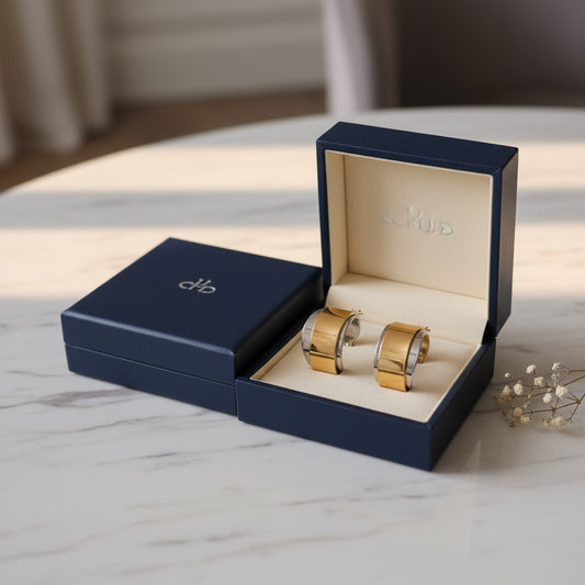 Two-Tone Arc Hoop Earrings - Gold & Silver Plated Statement Jewelry