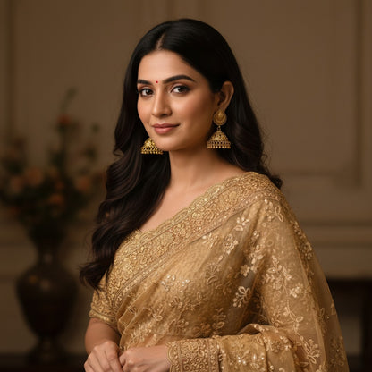 Traditional Gold-Plated Jhumka Earrings with Intricate Floral Design for Women