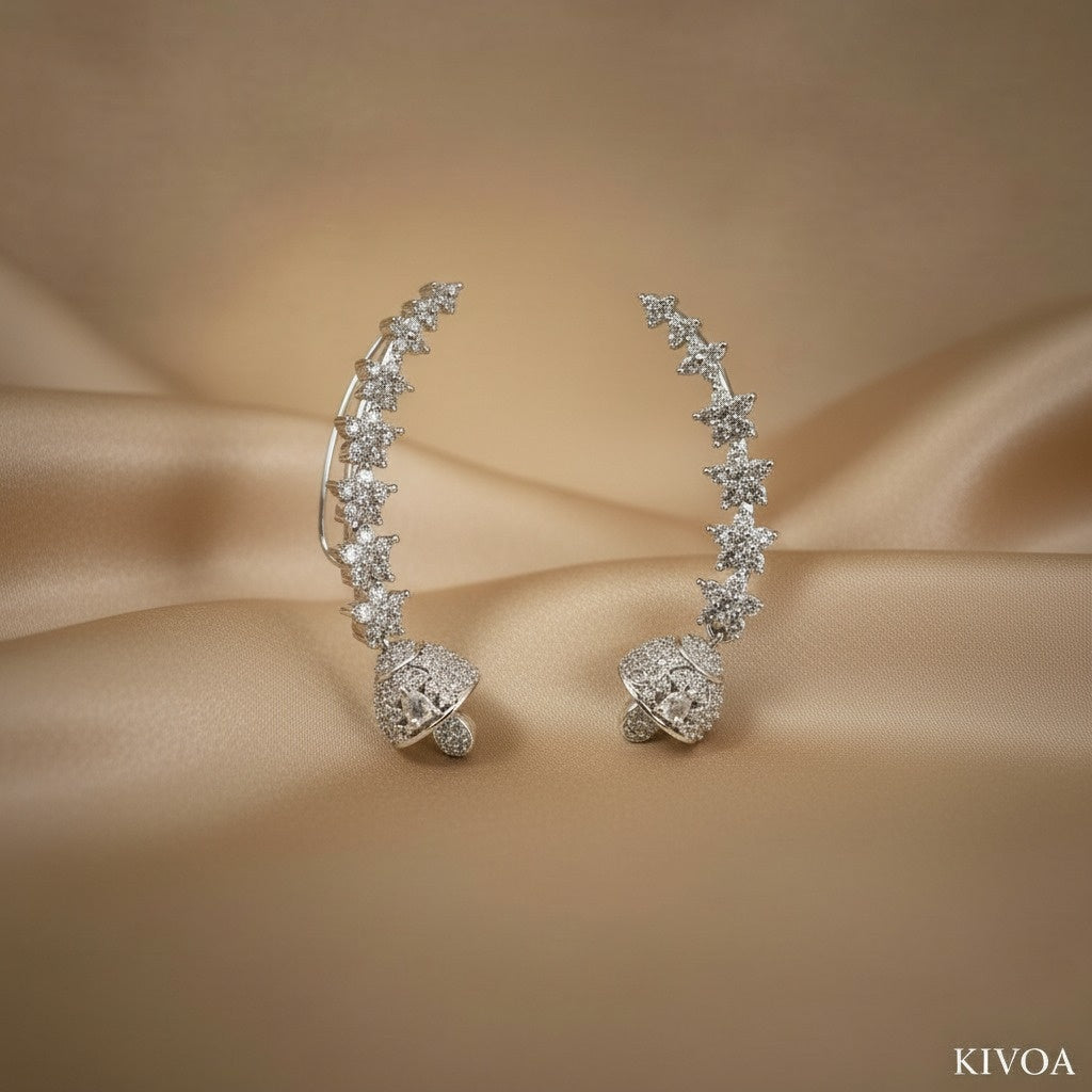 Dazzling Cubic Zirconia Star Cluster Ear Climber Earrings