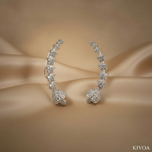 Dazzling Cubic Zirconia Star Cluster Ear Climber Earrings