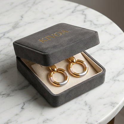 Modern Gold & Color-Block Resin Statement Hoop Earrings