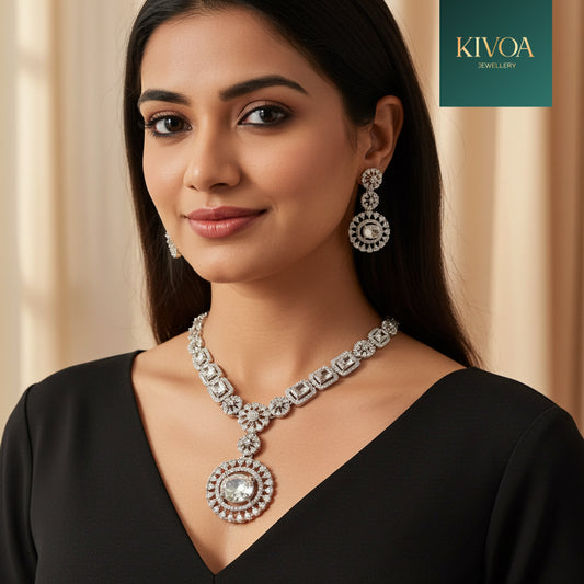 Dazzling Diamond Aura Necklace Set