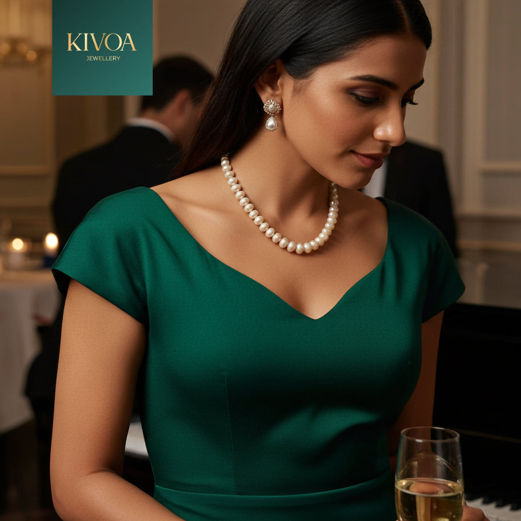 Elegant Pearl & Diamond Jewellery Set