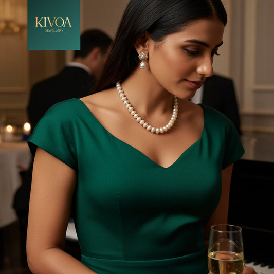 Elegant Pearl & Diamond Jewellery Set