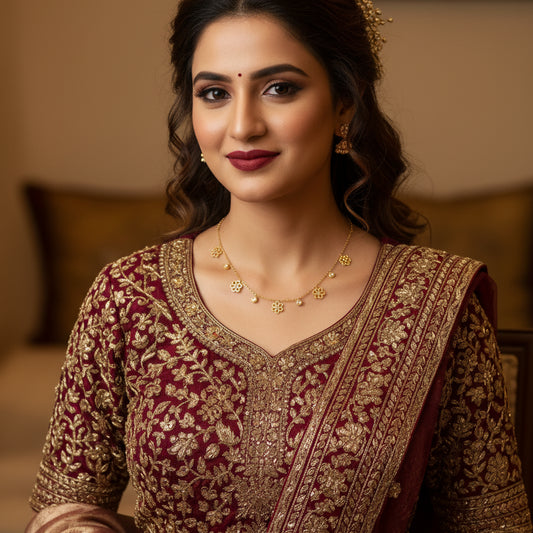 Opulent Gold Floral Pearl Necklace