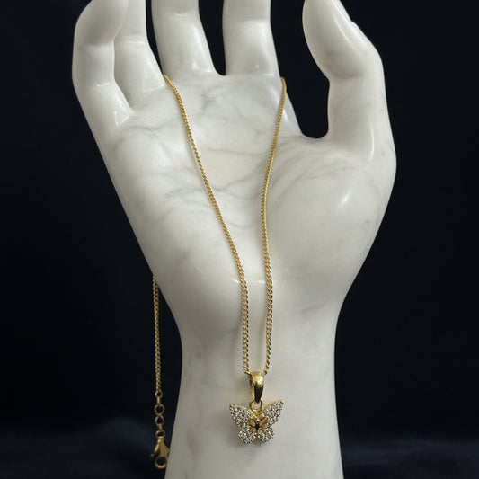 Golden Butterfly Radiance Pendant Necklace