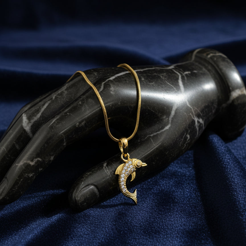 Golden Dolphin Diamond Ocean Necklace