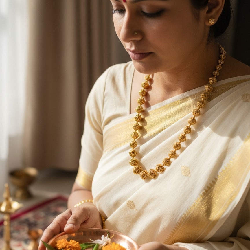 Elegant Gold-Plated Traditional Indian Mala Necklace - Festive & Bridal Jewelry