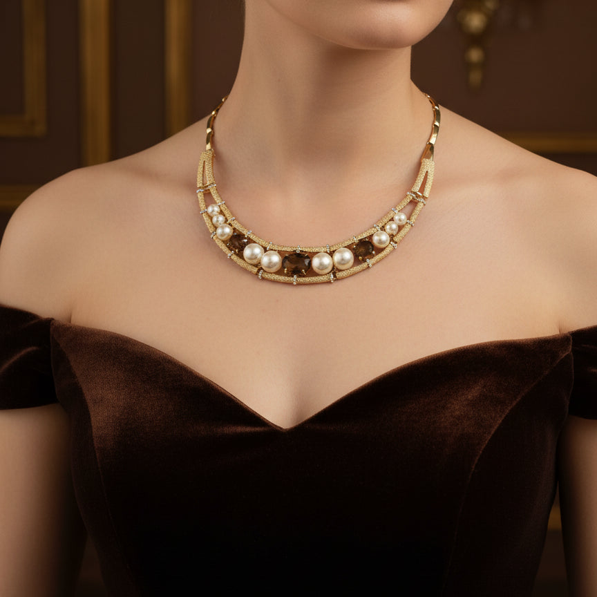 Regal Pearl & Topaz Necklace Set