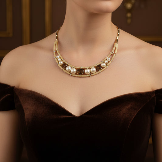 Regal Pearl & Topaz Necklace Set