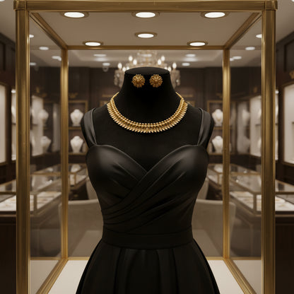 Elegant Gold-Plated Necklace & Earring Set - Classic Leaf Design for Women