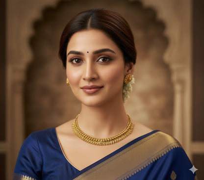 Elegant Gold-Plated Necklace & Earring Set - Classic Leaf Design for Women