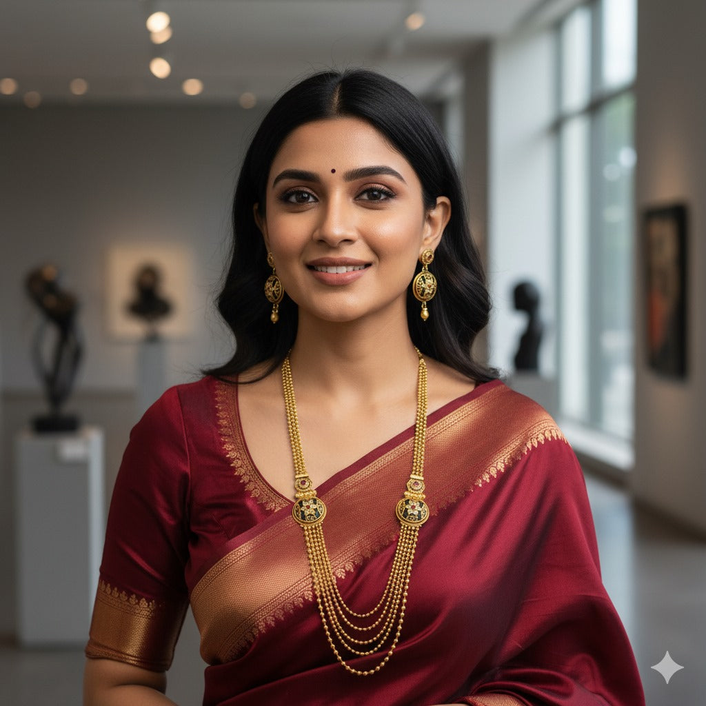 Exquisite Gold-Plated Necklace & Earring Set - Traditional Indian Jewelry for Women