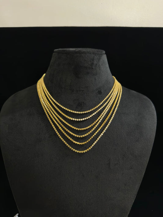 Layered Gold-Plated Tennis Chain Necklace - Dainty, Elegant & Versatile